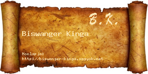 Biswanger Kinga névjegykártya
